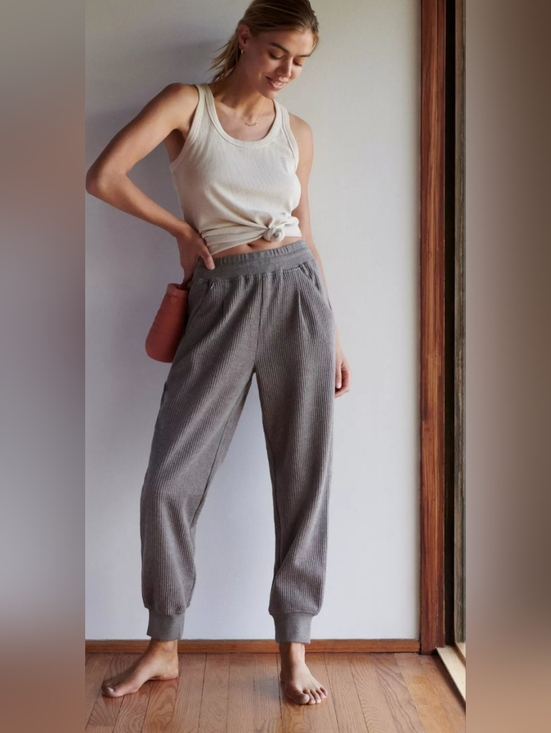 Varley Pants - VARLEY Chaucer Pant Ribbed Jogger in Mink Marl Small